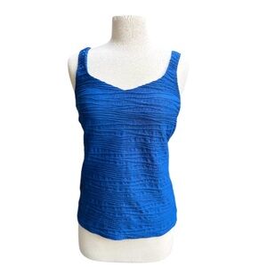 Lands End Modest Tankini Top Soft Bra Cups Royal Blue Size 14